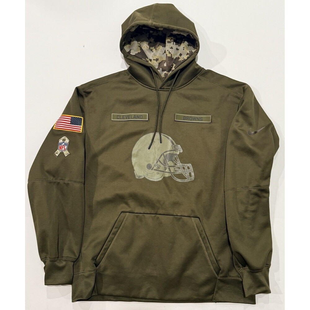 Nike Cleveland Browns NFL Salute to Service On Field Hoodie Men’s XL Olive Camo